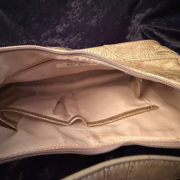 Nine West Gold Structured Purse with Texture and Buckle Accents - Picture 3 of 5